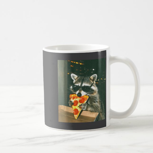 Taza De Café Funny Raccoon Eating Zza Animal Meme Men Women Kid (Derecha)
