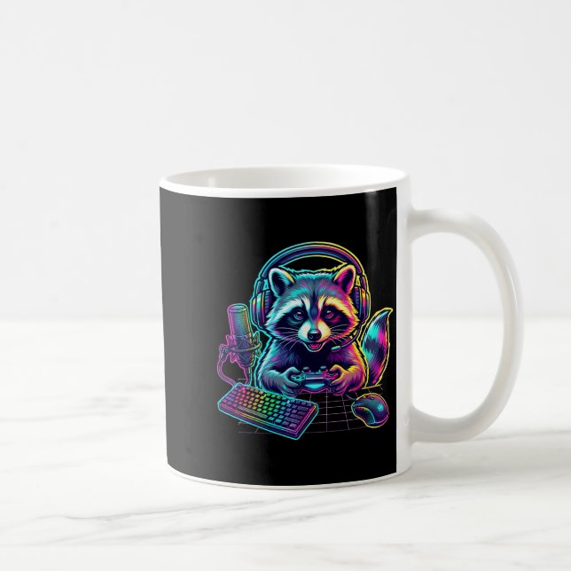 Taza De Café Funny Raccoon Gamer Video Game Gaming Lover  (Derecha)