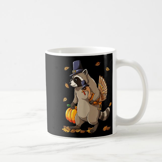 Taza De Café Funny Raccoon Turkey Pumpkin Thanksgiving Gift Men (Derecha)