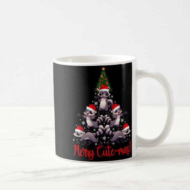 Taza De Café Funny Racoon Merry Cute-mas Racoon Family Christma (Derecha)