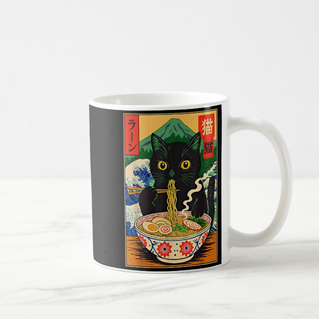 Taza De Café Funny Ramen Cat Japanese Noodle Kitten  (Derecha)