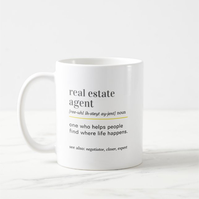 Taza De Café Funny Real Estate Agent Definition Gift (Izquierda)