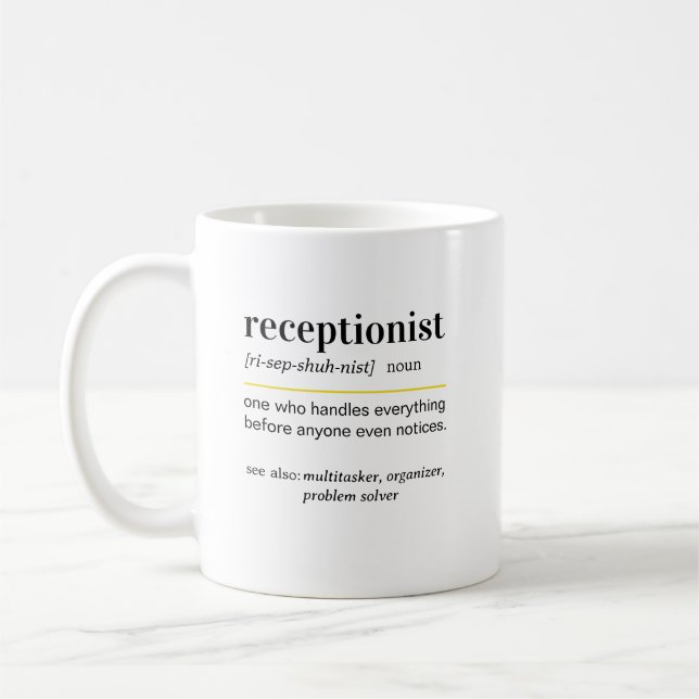 Taza De Café Funny Receptionist Definition Gift (Izquierda)