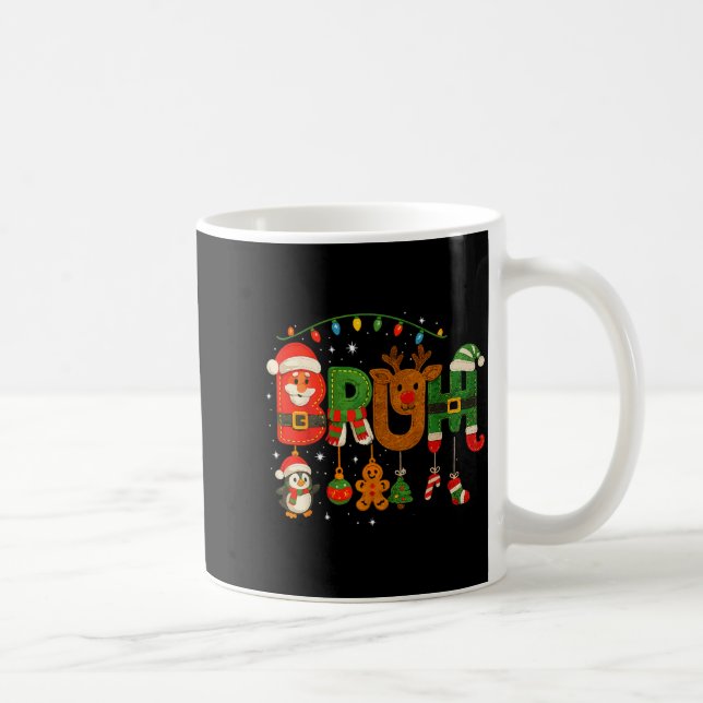 Taza De Café Funny Red White And Bruh Boys Xmas Christmas Pajam (Derecha)