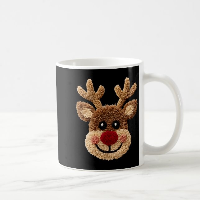Taza De Café Funny Reindeer Rudolph Crochet Merry Christmas Xma (Derecha)