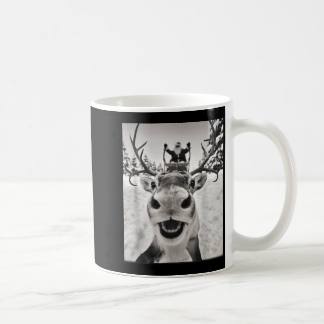 Taza De Café Funny Reindeer Selfie Christmas Santa Funny Kids  (Derecha)