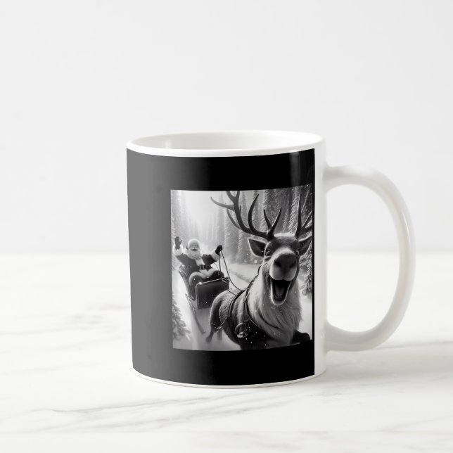 Taza De Café Funny Reindeer Selfie Santa Christmas Shirts Men W (Derecha)