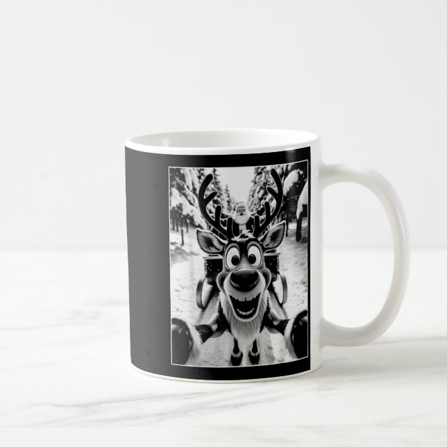Taza De Café Funny Reindeer Selfie Santa Sleigh Christmas Holid (Derecha)