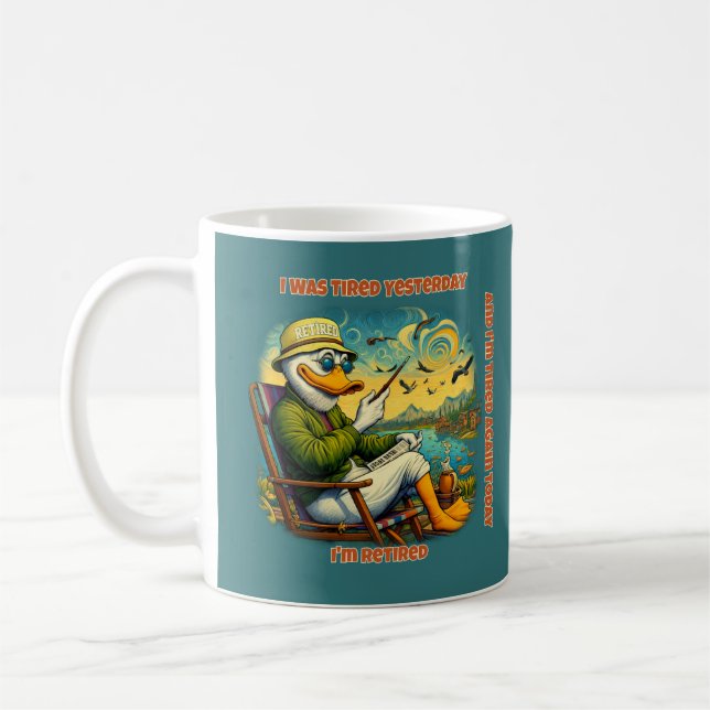 Taza De Café Funny Retired Duck Personalized Retirement Gift (Izquierda)