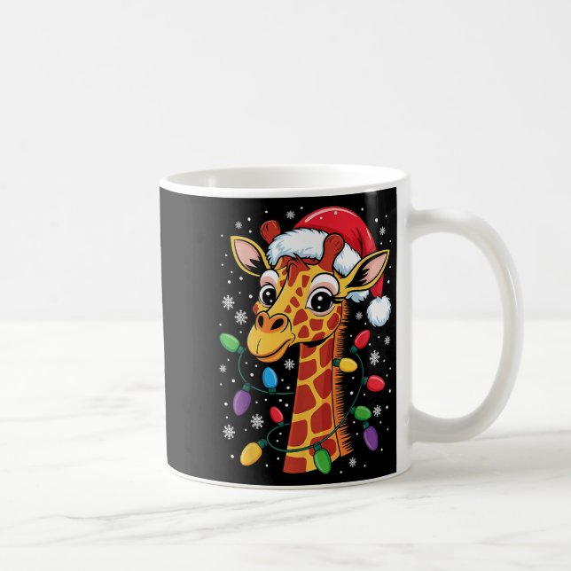 Taza De Café Funny Retro Giraffe Lover Santa Hat Christmas Ligh (Derecha)