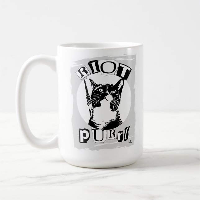 Taza De Café Funny Riot Purrul Girl Punk Cat Design (Izquierda)