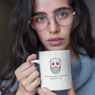 Taza De Café Funny Romantic Bearded Man Sleepy In Love Mug