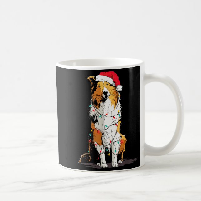 Taza De Café Funny Rough Collie Christmas Graphics Dog Lights L (Derecha)