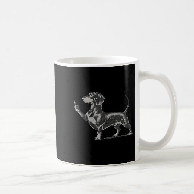 Taza De Café Funny Rude Black Dachshund Dog Meme Middle Finger  (Derecha)