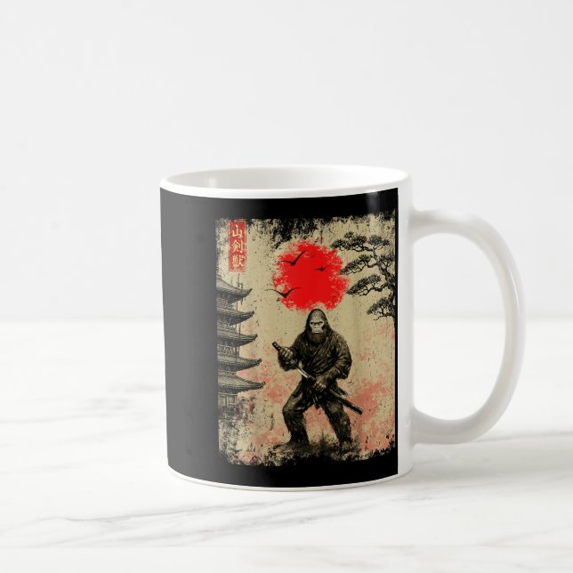 Taza De Café Funny Samurai Bigfoot Japanese Art Graphic Tee Ani (Derecha)