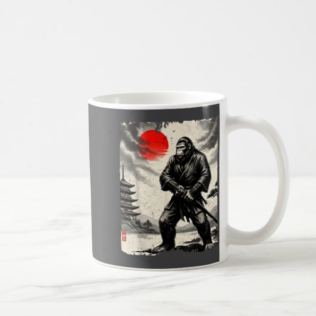 Taza De Café Funny Samurai Bigfoot Japanese Art Graphic Tee Ani (Derecha)