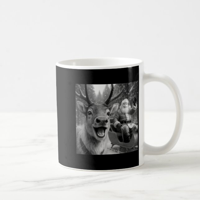 Taza De Café Funny Santa Claus In Sleigh With Reindeer Christma (Derecha)