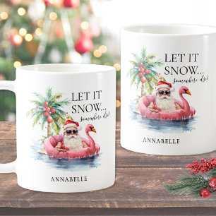 Taza De Café Funny Santa Claus Tropical Beach Navidades