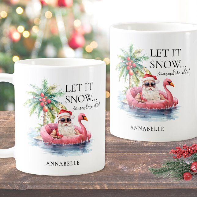 Taza De Café Funny Santa Claus Tropical Beach Navidades (Funny Santa Claus Tropical Beach Christmas Coffee Mug)
