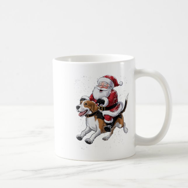 Taza De Café Funny Santa Claus viajando con Navidades de perros (Derecha)