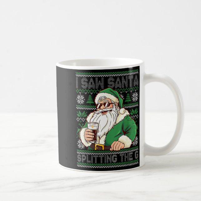 Taza De Café Funny Santa Drinking Beer Splitting G Christmas Ad (Derecha)