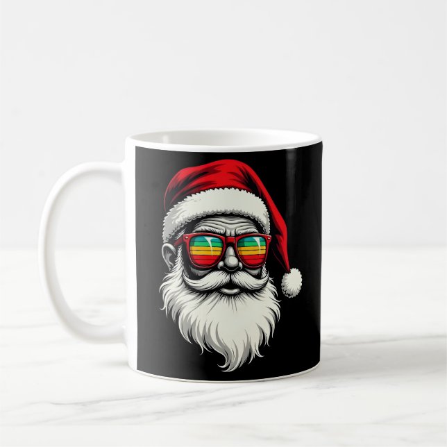 Taza De Café Funny Santa Face Retro Sunglasses Christmas  (Izquierda)
