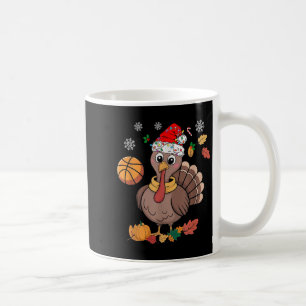 Taza De Café Funny Santa Hat Turkey Baloncesto Merry Thankmas