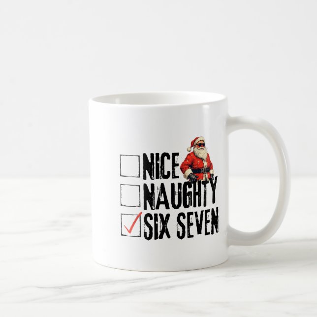 Taza De Café Funny Santa Nice Naughty Six Seven Meme 67 Christm (Derecha)