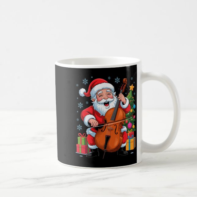 Taza De Café Funny Santa Playing Cello Holiday Chrismas Xmas Pa (Derecha)