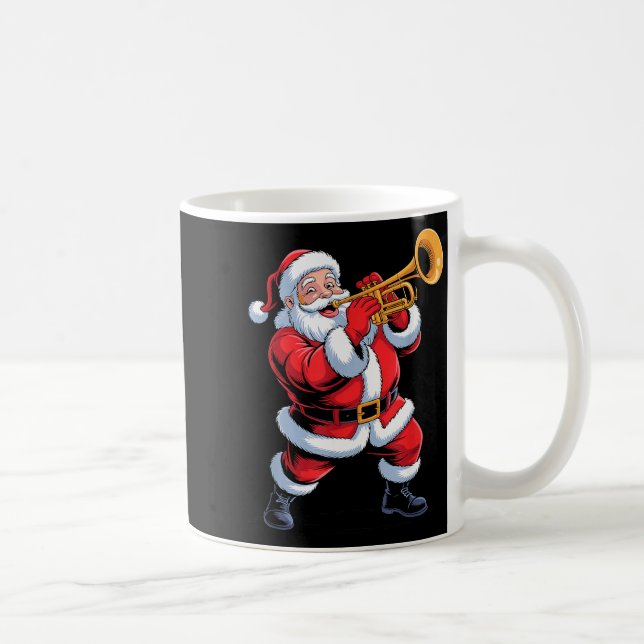 Taza De Café Funny Santa Playing Trumpet Holiday Chrismas Xmas  (Derecha)