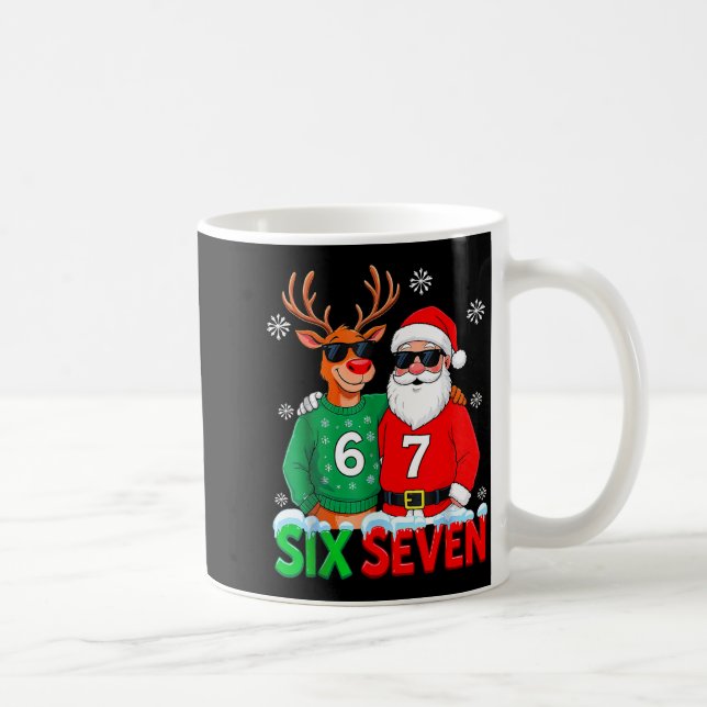 Taza De Café Funny Santa Reindeer 6 7 Christmas Meme Six Seven  (Derecha)