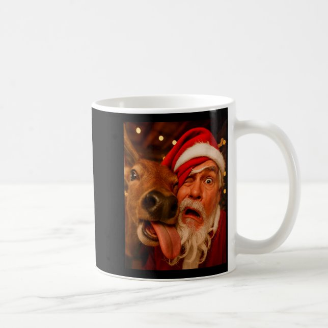 Taza De Café Funny Santa Selfie Reindeer Men Women Kids Christm (Derecha)