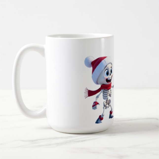 Taza De Café Funny Santa Skeletons Having a Snowball Fight  (Izquierda)