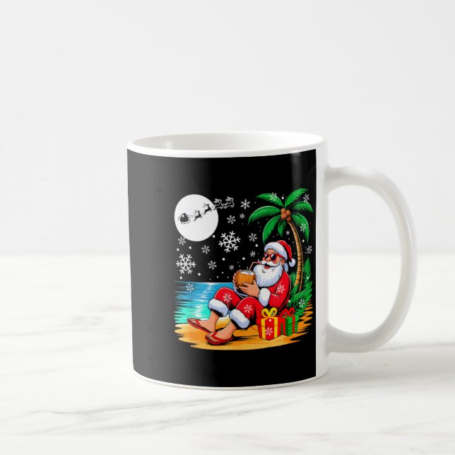 Taza De Café Funny Santa Sungles Drinking Coconut On Beach Chri (Derecha)