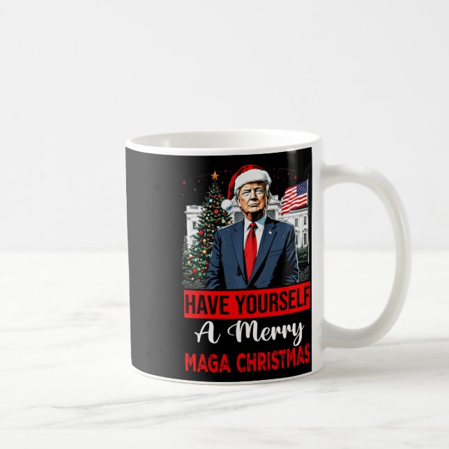 Taza De Café Funny Santa Trump se tiene una feliz Navidad (Derecha)