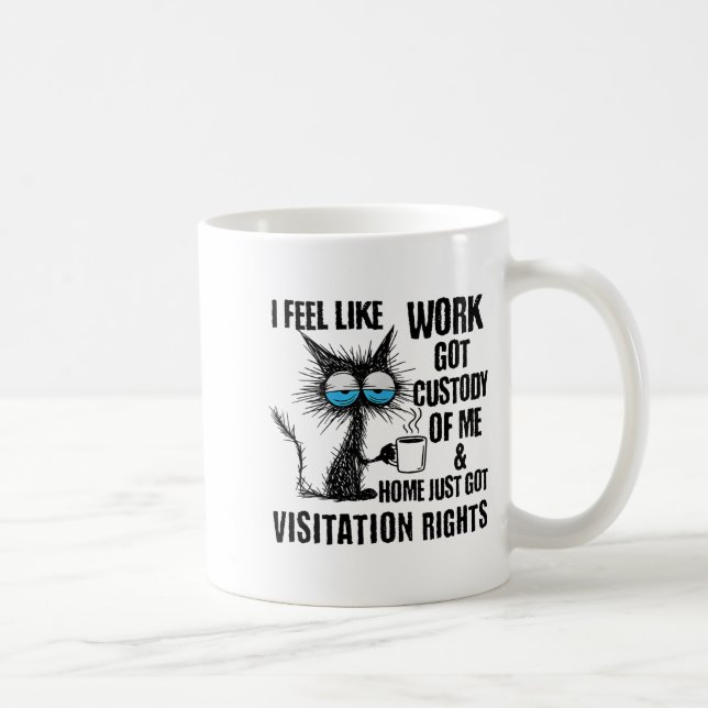 Taza De Café Funny Sarcastic Cat I Feel Like Work Got Custody O (Derecha)