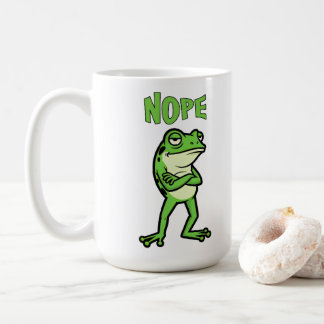 Taza De Café Funny Sassy Frog Nope, Grumpy Toads Cartoon Illus