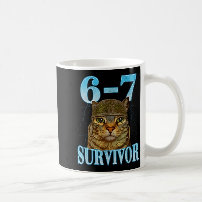 Taza De Café Funny Saying 67 Cats Tummy Ache Survivor Cat Meme  (Derecha)
