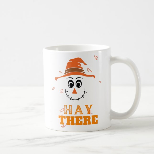 Taza De Café Funny Scarecrow Face Fall deja Halloween (Derecha)