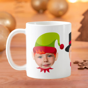 Taza De Café Funny se enfrenta a Elf y Santa Mug