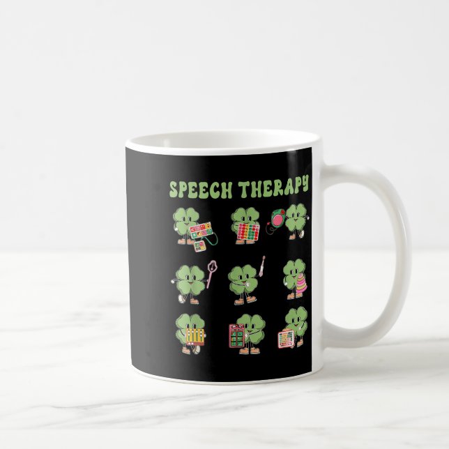 Taza De Café Funny Shamrock Speech Therapy St Patrick's Day Slp (Derecha)