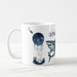 Taza De Café Funny shark and diver 