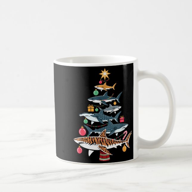 Taza De Café Funny Shark Christmas Tree  (Derecha)