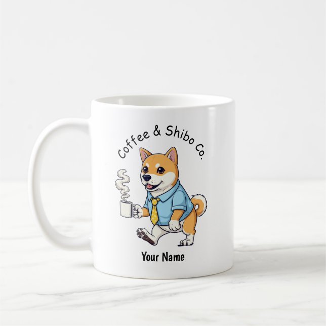 Taza De Café Funny  Shiba Inu Dog Business Suit Coffee  (Izquierda)