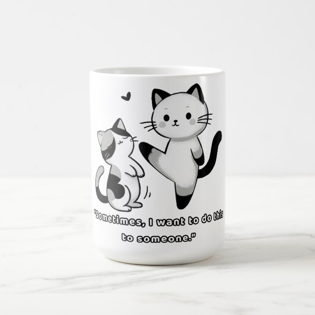 Taza De Café Funny Siamese Cat Kick Illustration (Centro)