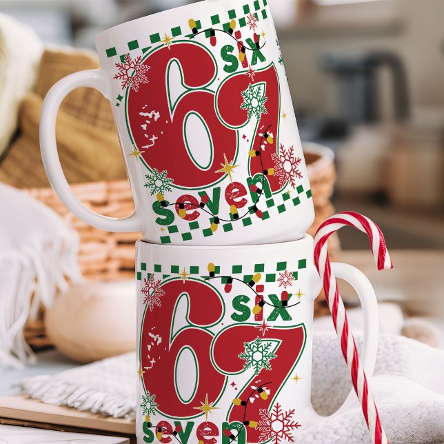Taza De Café Funny Six Seven 67 6 7 Meme Fun Christmas 15 oz (Funny Christmas six seven 67 6 7 meme trendy retro Xmas santa lights holiday humor coffee mug gift)