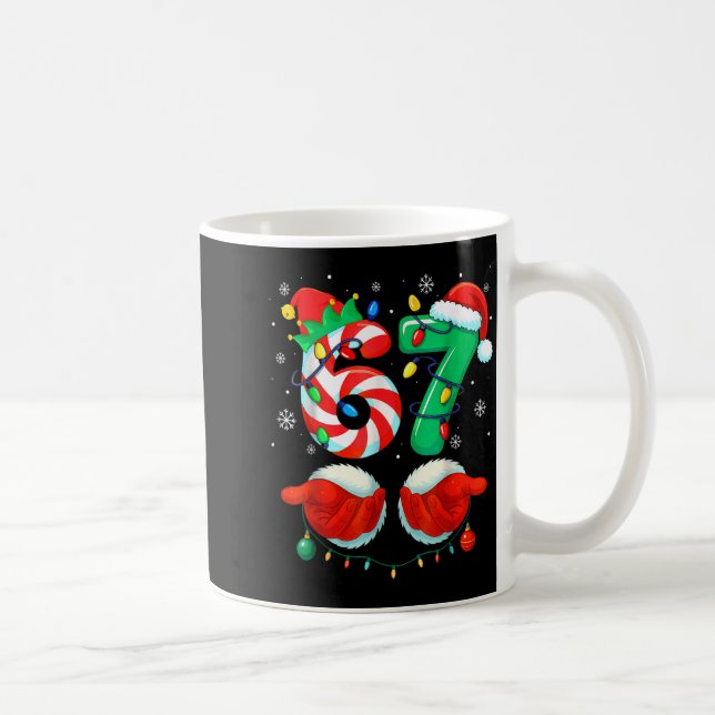 Taza De Café Funny Six Seven 67 Meme 6 7 Christmas Santa Hand B (Derecha)