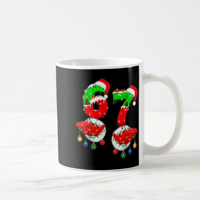 Taza De Café Funny Six Seven 67 Meme 6 7 Christmas Santa Hand B (Derecha)