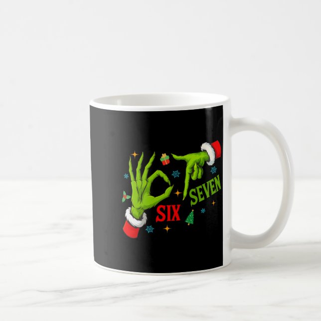 Taza De Café Funny Six Seven 6 7 Meme Christmas Funny Hands 6 7 (Derecha)