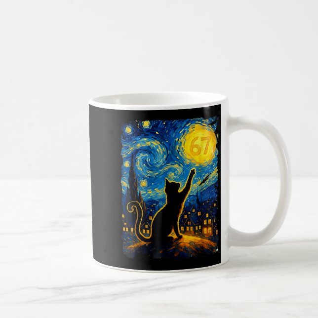 Taza De Café Funny Six Seven 6 7 Meme Starry Night Van Gogh Bla (Derecha)